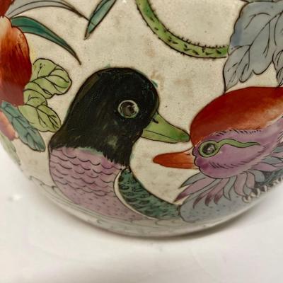 vintage handpainted Chinese jar with lid