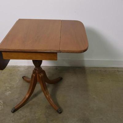 Vintage Maple Drop Leaf Pedestal Side Table
