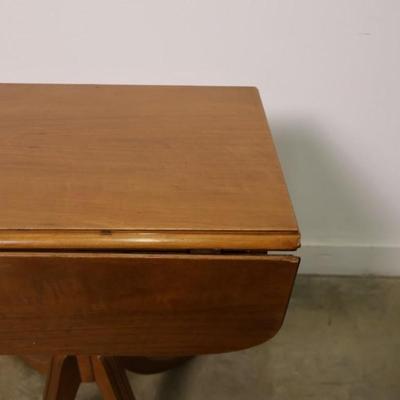 Vintage Maple Drop Leaf Pedestal Side Table