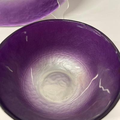 Lot of Reverse Painted Purple & Silver Glass Decorative Accents
