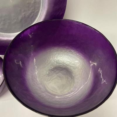 Lot of Reverse Painted Purple & Silver Glass Decorative Accents