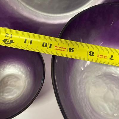 Lot of Reverse Painted Purple & Silver Glass Decorative Accents