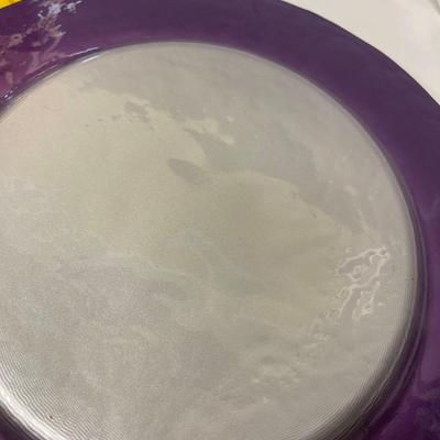 Lot of Reverse Painted Purple & Silver Glass Decorative Accents