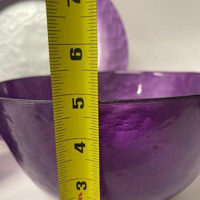 Lot of Reverse Painted Purple & Silver Glass Decorative Accents