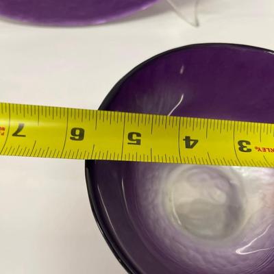 Lot of Reverse Painted Purple & Silver Glass Decorative Accents