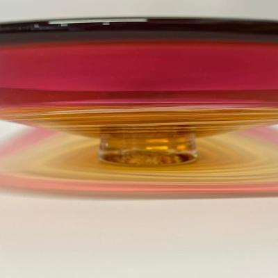Thomas Ryder Studio Art Glass Platter, Eclipse, Signed