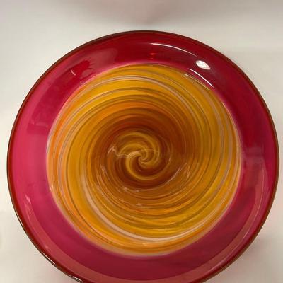 Thomas Ryder Studio Art Glass Platter, Eclipse, Signed