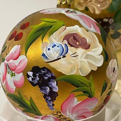 Lot of 2 Vintage Saks Fifth Avenue Hand Made Annual Christmas Holiday Ornament Balls