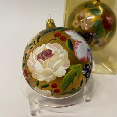 Lot of 2 Vintage Saks Fifth Avenue Hand Made Annual Christmas Holiday Ornament Balls