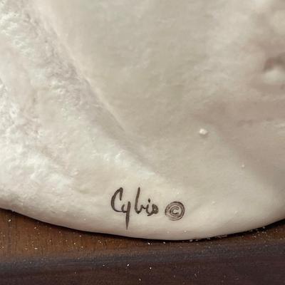 Vintage Cybis Porcelain Eskimo Boy “Snow Bunting” on Wood Base