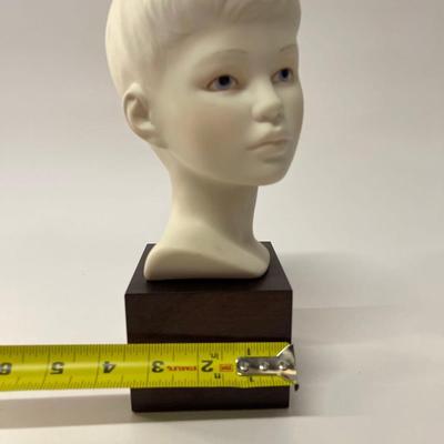 Vintage Cybis Bisque Porcelain Head on Wooden Base, Boy