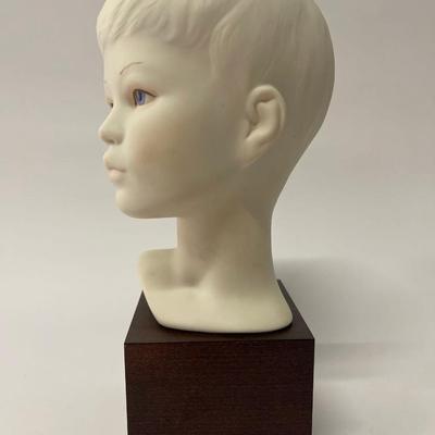 Vintage Cybis Bisque Porcelain Head on Wooden Base, Boy