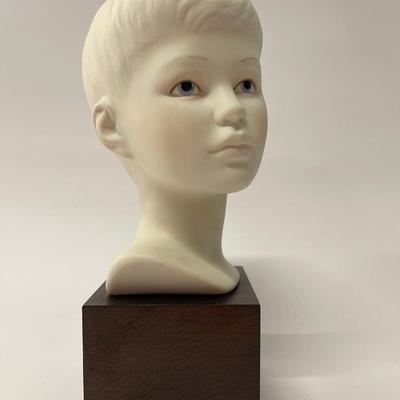 Vintage Cybis Bisque Porcelain Head on Wooden Base, Boy