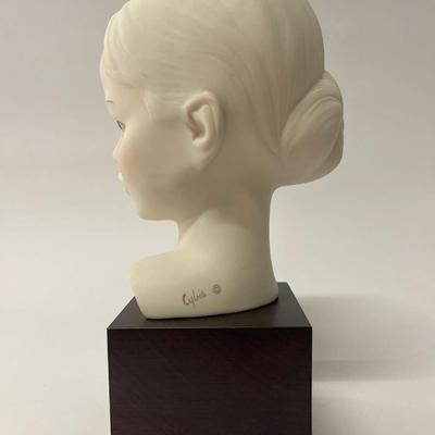 Vintage Cybis Bisque Porcelain Head on Wooden Base, Girl