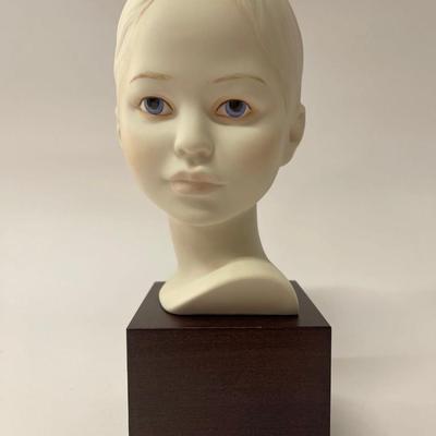 Vintage Cybis Bisque Porcelain Head on Wooden Base, Girl
