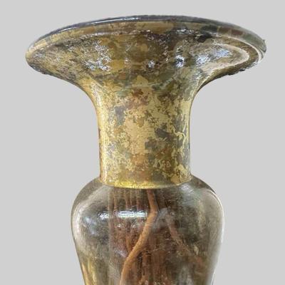 Large Glass Vase with Gold Leaf and Matching Handmade Glass Balls