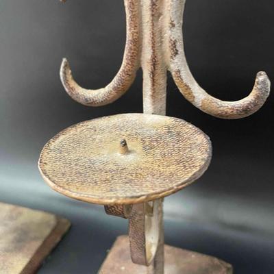 Pair of Rustic Metal Candle Holders