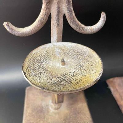Pair of Rustic Metal Candle Holders