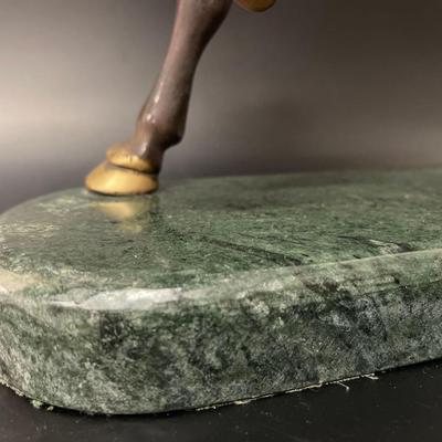 Bronze Horse Sculpture on Marble Base