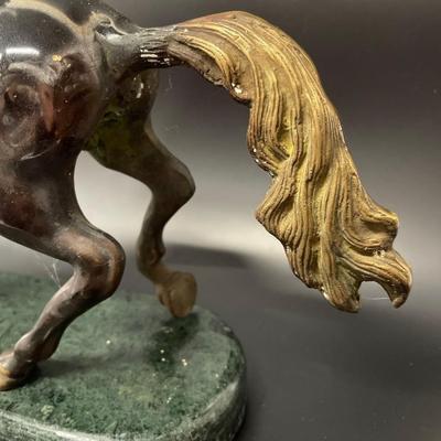 Bronze Horse Sculpture on Marble Base