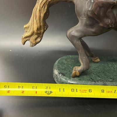 Bronze Horse Sculpture on Marble Base