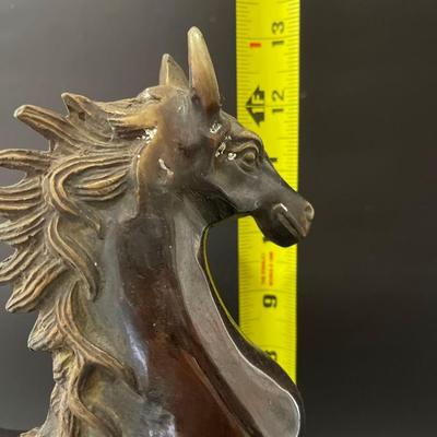 Bronze Horse Sculpture on Marble Base