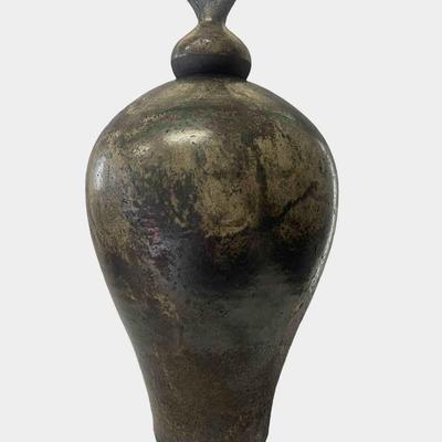 Lew Ayres Raku Pottery Vessel with Lid