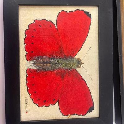 Lot of 5 Original Alex Mugmon Oil Paintings of Butterflies