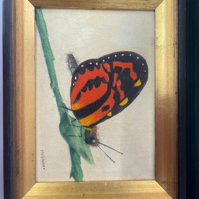 Lot of 5 Original Alex Mugmon Oil Paintings of Butterflies