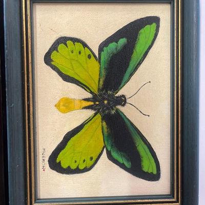 Lot of 5 Original Alex Mugmon Oil Paintings of Butterflies