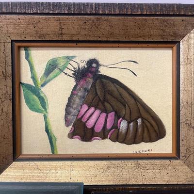 Lot of 5 Original Alex Mugmon Oil Paintings of Butterflies