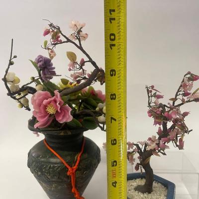 Lot of 2 Vintage Asian Stone Trees