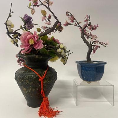 Lot of 2 Vintage Asian Stone Trees