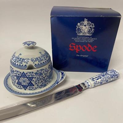 Spode Judaica Collection Honey Pot & Challah Knife