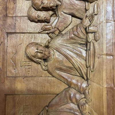 Large Hand Carved Relief of The Last Supper