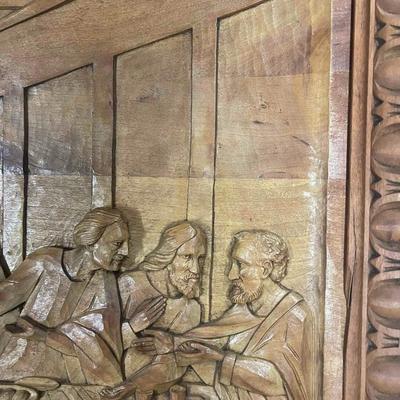 Large Hand Carved Relief of The Last Supper