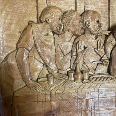 Large Hand Carved Relief of The Last Supper