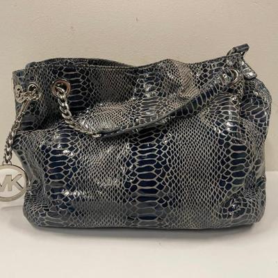 Michael Kors Blue Snakeskin Style Handbag