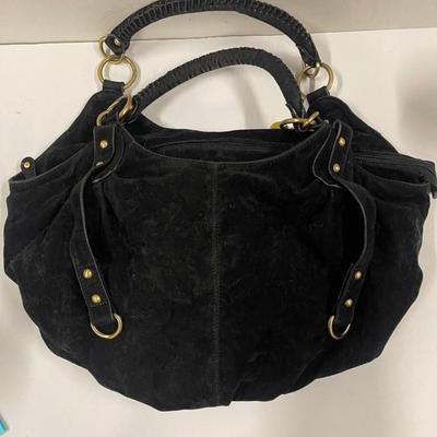 Black Suede Big Buddha Hobo Handbag