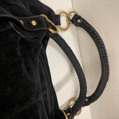 Black Suede Big Buddha Hobo Handbag