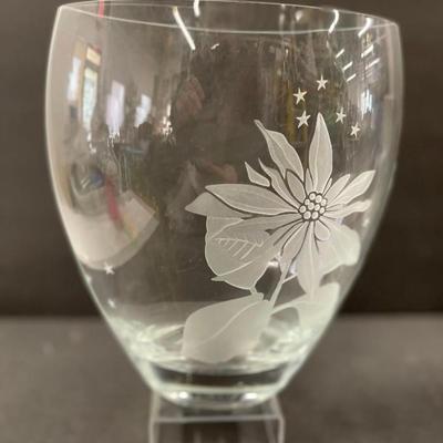 Lot of 2 Vintage Mikasa Poinsettia Glass Vases