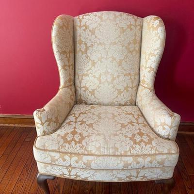 Custom Upholstered Queen Anne Style Wing Back Chair