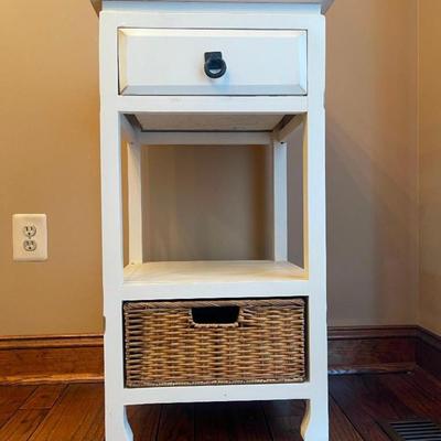 One Drawer Accent Table with Pull Out Basket