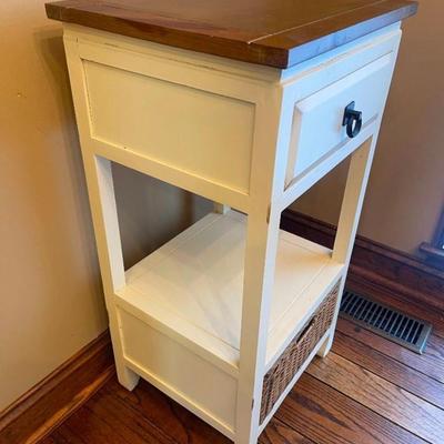 One Drawer Accent Table with Pull Out Basket