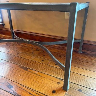 Scrolling Metal and Glass Rectangular Coffee Table