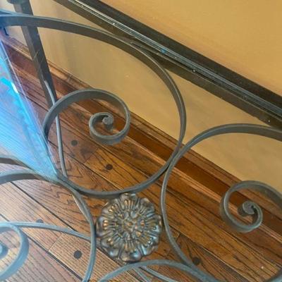 Scrolling Metal and Glass Rectangular Coffee Table