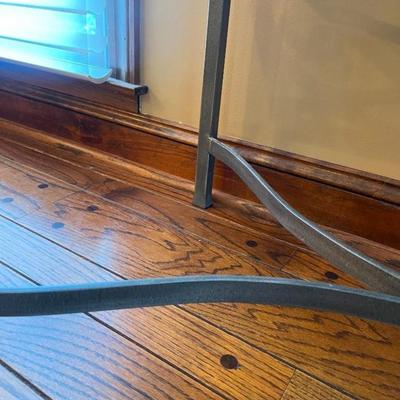 Scrolling Metal and Glass Rectangular Coffee Table