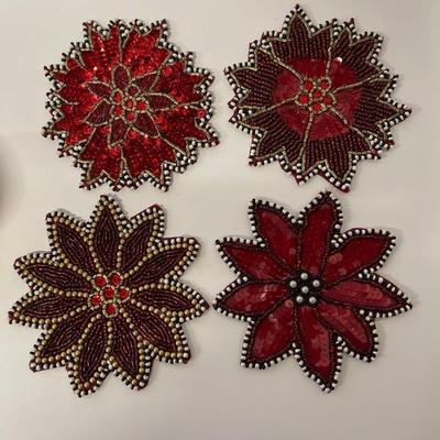 Set of 4 Mackenzie Childs Beaded Coasters