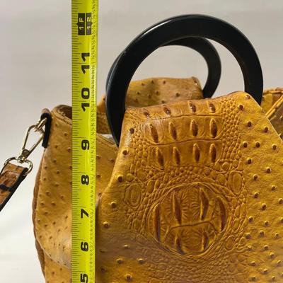 Ostrich Style Leather Handbag