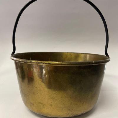 Vintage Brass Pot with Metal Handle
